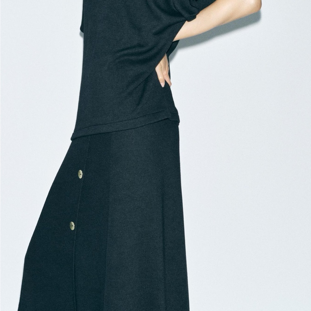 Zara Elegant Black Button-Down Skirt